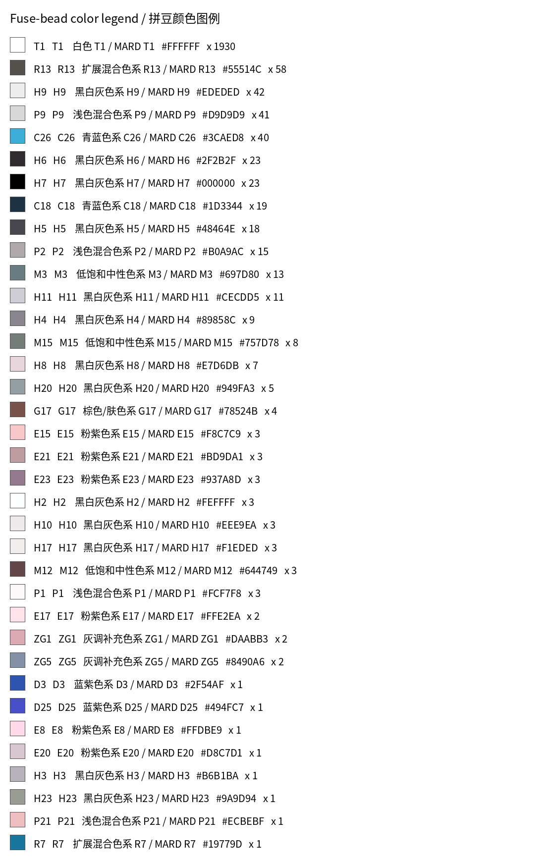 颜色图例